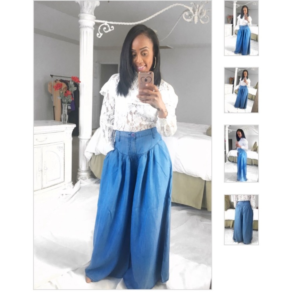 Wide leg Palazzo Jean Pants